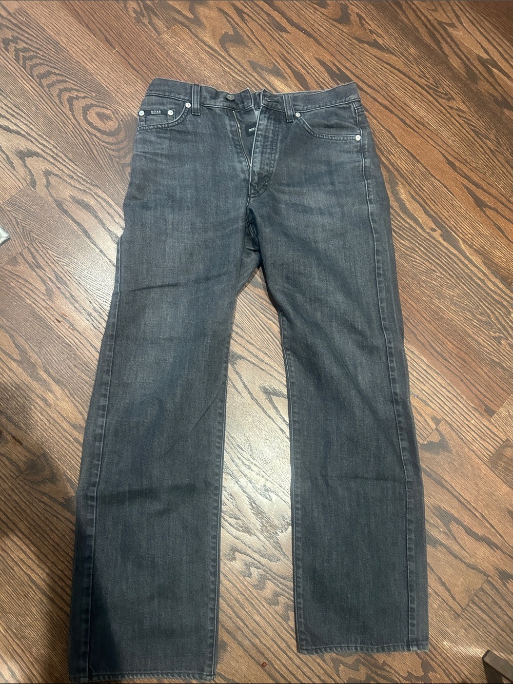 Hugo Boss Straight Leg Jeans in Grey AKA Washed Black